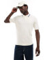 ONLY & SONS regular fit stripe collar knitted polo in cream Altweiß, XS - фото #1