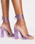 Фото #4 товара Public Desire Exclusive Amira block heel sandals in purple metallic
