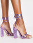 Фото #4 товара Public Desire Exclusive – Amira – Sandalen in Metallic-Lila mit Blockabsatz