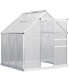 6' x 6' Polycarbonate Walk-in Greenhouse Kit w/ Sliding Door, Silver