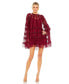 Women's High Neck Ruffle Bell Sleeve Trapeze Dress