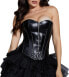 Фото #5 товара Kiwi-rata Faux Leather/Leather Look Zip Bustier Corset with G-String