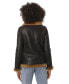 ფოტო #3 პროდუქტის Women's Vintage -like Look Sheepskin Bomber Jacket, Vintage Brown with Ginger Wool