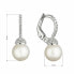 Sparkling White Gold Real Pearl Dangle Earrings 81P00022