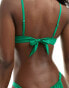 Фото #4 товара Lindex Brianna ruched detail shiny low brazilian bikini bottom in green