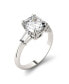 ფოტო #1 პროდუქტის Moissanite Cushion and Baguette Engagement Ring 2-3/4 ct. t.w. Diamond Equivalent in 14k White Gold