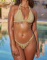 Фото #1 товара Moda Minx X Sophie Piper string bikini bottom with droplets in gold metallic