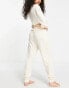 ASOS DESIGN Petite lounge lightweight slubby sweat & jogger set in oatmeal