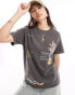 ASOS DESIGN oversized t-shirt with all over botanical graphic in washed charcoal