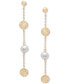 Cultured Freshwater Pearl (6-7mm) & Textured Disc Linear Drop Earrings in 14k Gold-Plated Sterling Silver