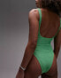 Фото #6 товара Topshop Tall scoop back crinkle swimsuit in green