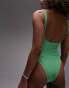 Topshop Tall scoop back crinkle swimsuit in green grün, 38 - фото #3