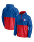 ფოტო #1 პროდუქტის Men's Royal, Red Philadelphia 76ers Anorak Block Party Windbreaker Half-Zip Hoodie Jacket