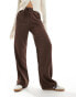 Pull&Bear pull on textured trousers in brown