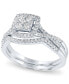 ფოტო #1 პროდუქტის Diamond Square Halo Cluster Bridal Set (1/2 ct. t.w.) in 14k White Gold