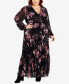 ფოტო #1 პროდუქტის Plus Size Bold Blossom Maxi V-neck Dress