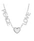 ფოტო #2 პროდუქტის Stainless Steel Peace Love Drop Necklace with Heart Charm