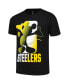 ფოტო #3 პროდუქტის Big Boys Black Pittsburgh Steelers Disney Cross Fade T-shirt