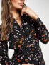 Vero Moda floral shirt maxi dress in black