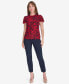 Women's Short Sleeve Blouse with Butterfly Sleeves Scarlet/Midnight, L - фото #4