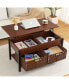 Brown Metal Coffee Table with Lifting Table & Storage