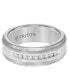 ფოტო #3 პროდუქტის Men's Diamond Satin Finish Comfort Fit Wedding Band (1/4 ct. t.w.) in Tungsten Carbide & Sterling Silver