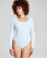 Women's Double-Layered Ribbed Sweetheart-Neck Bodysuit, Created for Macy's