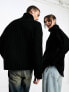 Фото #7 товара COLLUSION Unisex knitted ribbed oversized rollneck jumper in black