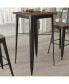 Фото #3 товара Modern 23.5" Square Metal Table With Rustic Wood Top For Indoor Use