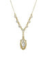 Women's Gold Tone Crystal Suspended Teardrop Necklace