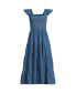 Фото #1 товара Women's Chambray Smocked Dress with Ruffle Straps