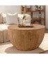 Фото #2 товара Retro Barrel Coffee Table with Storage, Solid Wood and MDF