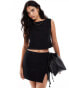 Фото #1 товара ASOS DESIGN linen blend slash neck fitted top co ord in black