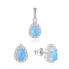 Beautiful jewelry set with blue opals AGSET137L (pendant, earrings)