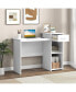 Computer Desk with Drawer Modern Laptop PC Desk with Adjustable Shelf and Cable Hole-White