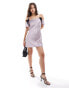 Miss Selfridge satin cowl bow detail mini dress in violet Сиреневый, 38 - фото #8