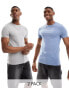 ASOS DESIGN 2 pack muscle fit t-shirt in dark green and blue