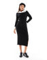 Фото #4 товара ASOS DESIGN knitted midi dress with shirt collar in black