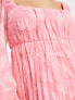 Фото #3 товара ASOS DESIGN sweetheart neckline burnout pleated midi dress in pink