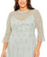 Plus Size High Neck Embellished Flutter Half Length Sleeve Dress