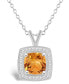 Фото #1 товара Macy's citrine (1-1/2 ct. t.w.) and Diamond (1/7 ct. t.w.) Halo Pendant Necklace in Sterling Silver