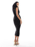 Фото #5 товара Naked Wardrobe ruched bodycon midi dress with hood in black