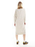 Monki long sleeve oversized midi knitted dress in off white