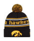 Фото #1 товара Men's Black Iowa Hawkeyes Marquee Cuffed Knit Hat with Pom