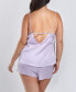 Plus Size Clara Satin 2 Piece Camisole with Eyelash Lace Pajama Set