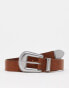 Фото #1 товара ASOS DESIGN slim faux leather belt in tan with western details