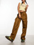 Noisy May Droplets waterproof cargo trousers in camel