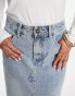 SNDYS front spilt denim maxi skirt in blue