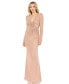 Women's Sequined Wrap Over Long Sleeve Gown