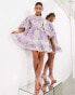Фото #2 товара ASOS EDITION mini smock dress with placement applique embroidery in lilac